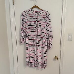 Apt. 9 Long Sleeve Dress in Pink and Black Stripes